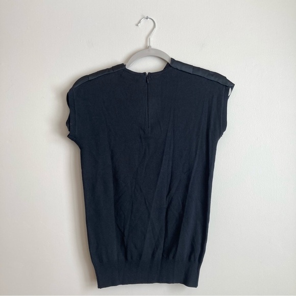 The Limited Black Knit Satin Statement Bow Neckline Top S - Picture 8 of 13